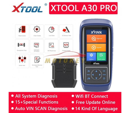 Xtool A30 Pro OBD2 DTC Scanner Diagnostic Tool - Full System functions with added 15 Special Functions